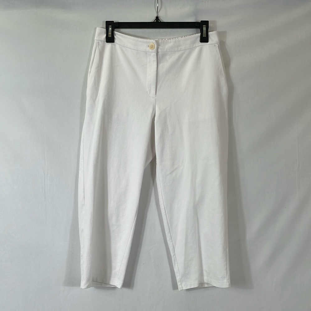 Eileen Fisher Pants XS White Cropped Stretch Pants Elastic Back EUC